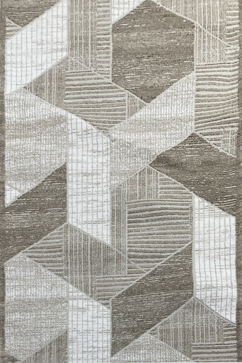 3D Geometric Premium Turkish Area Rug - Beige