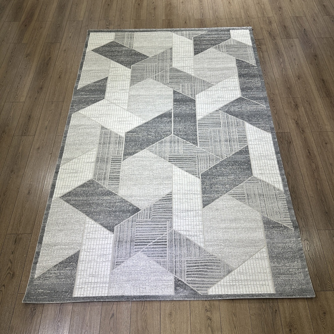 3D Geometric Premium Turkish Area Rug - Grey - Image 2