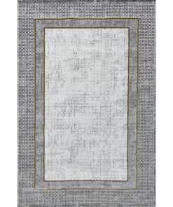 Geometric Motifs Premium Turkish Area Rug - Grey and Gold