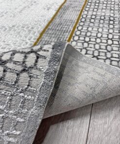 Alternative view of Geometric Motifs Premium Turkish Area Rug - Grey and Gold
