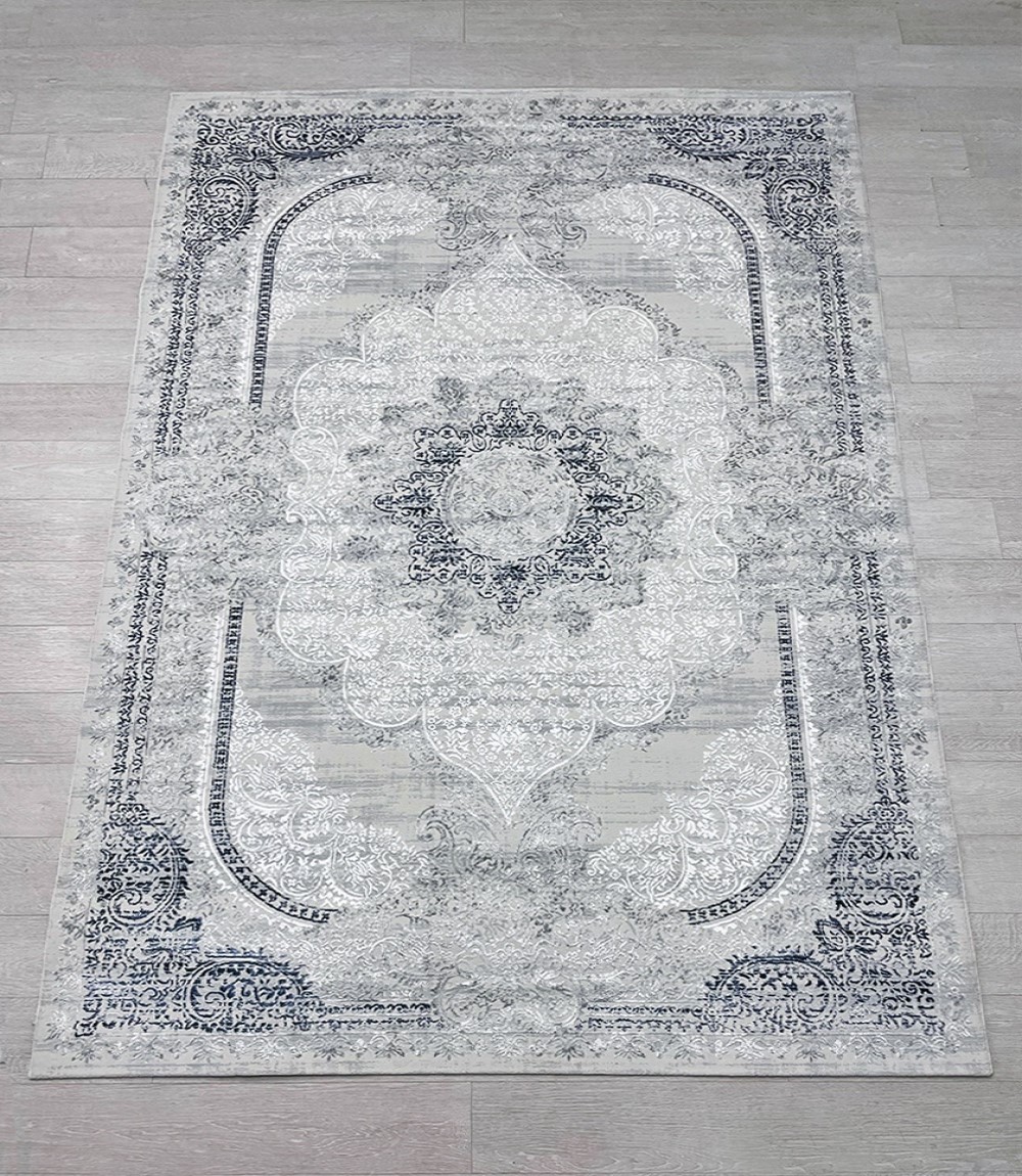Traditional Premium Turkish Area Rug - Cream and Blue - Image 2