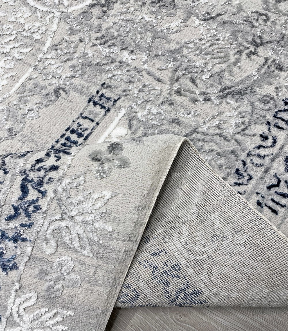 Traditional Premium Turkish Area Rug - Cream and Blue - Image 3