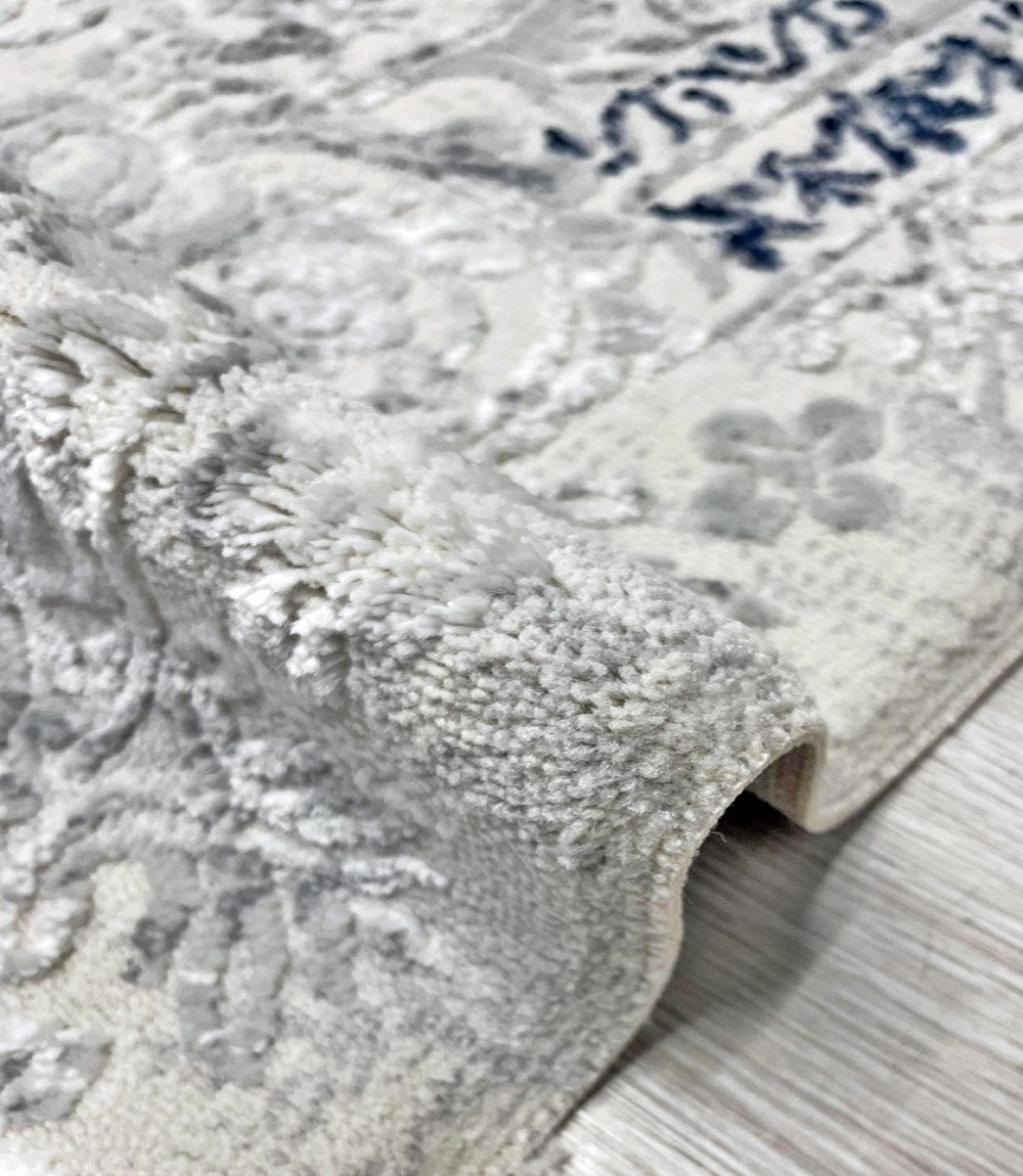 Traditional Premium Turkish Area Rug - Cream and Blue - Image 4