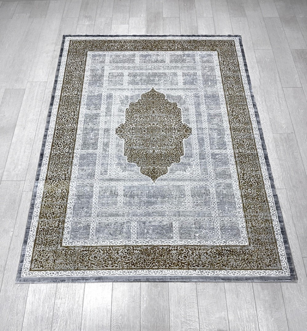 Diamond Premium Turkish Area Rug - Cream and Gold - Image 2