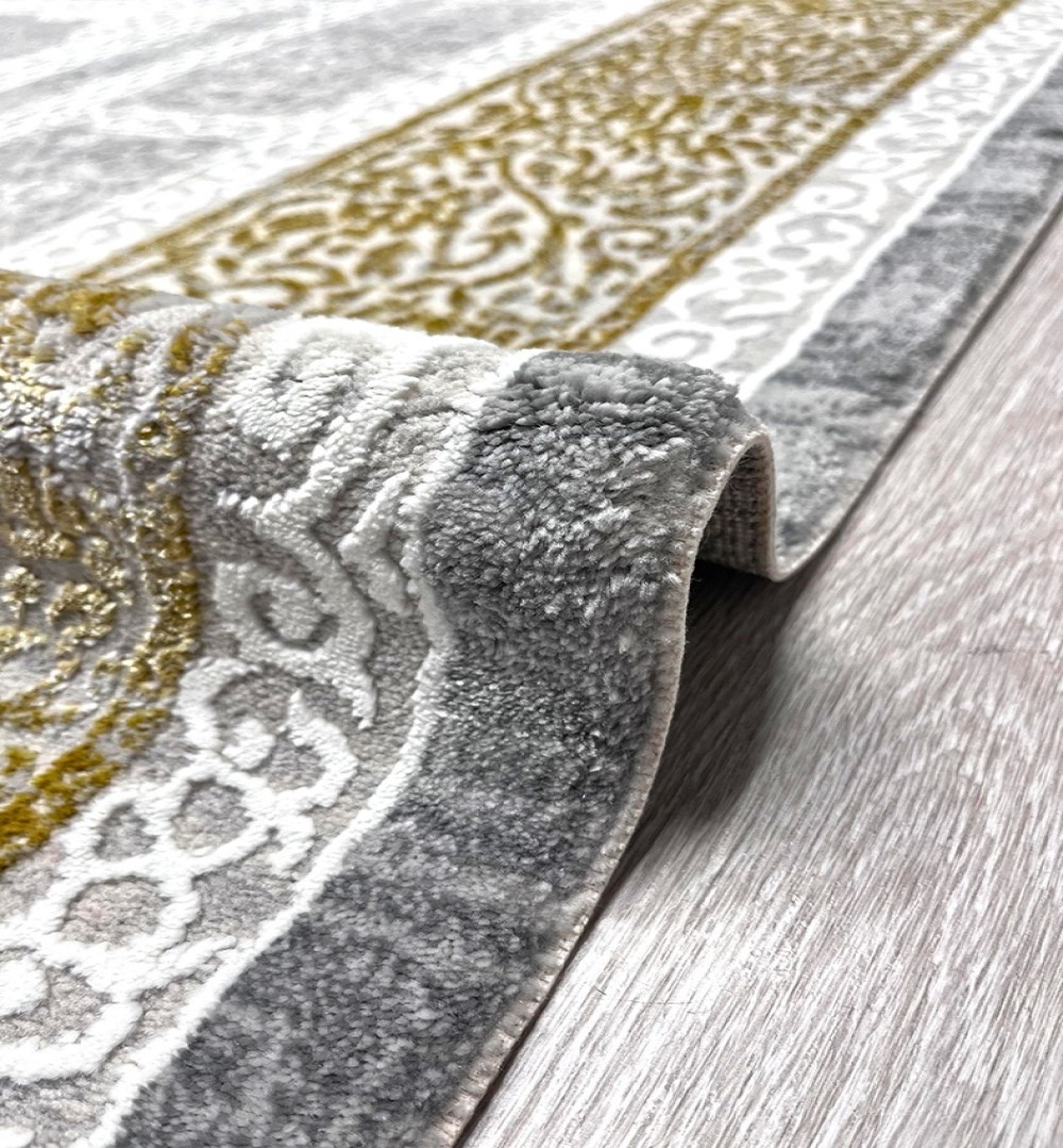 Diamond Premium Turkish Area Rug - Cream and Gold - Image 5
