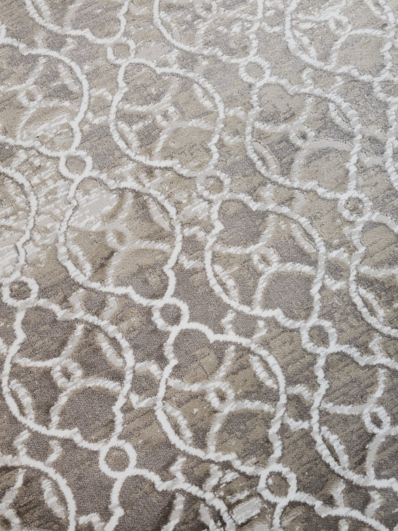 Beige Circles Round Rug - 3.2x3.2 (ft) - Image 3