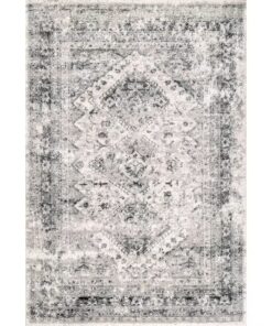Madisson Vintage Faded Medallion Silver 6 ft. 7 in. x 9 ft. Indoor Area Rug