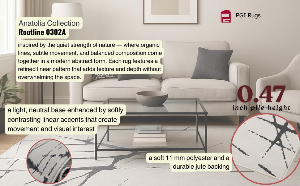 Rootline Gray PGI Rug 5.2x7.5 ft - Image 2