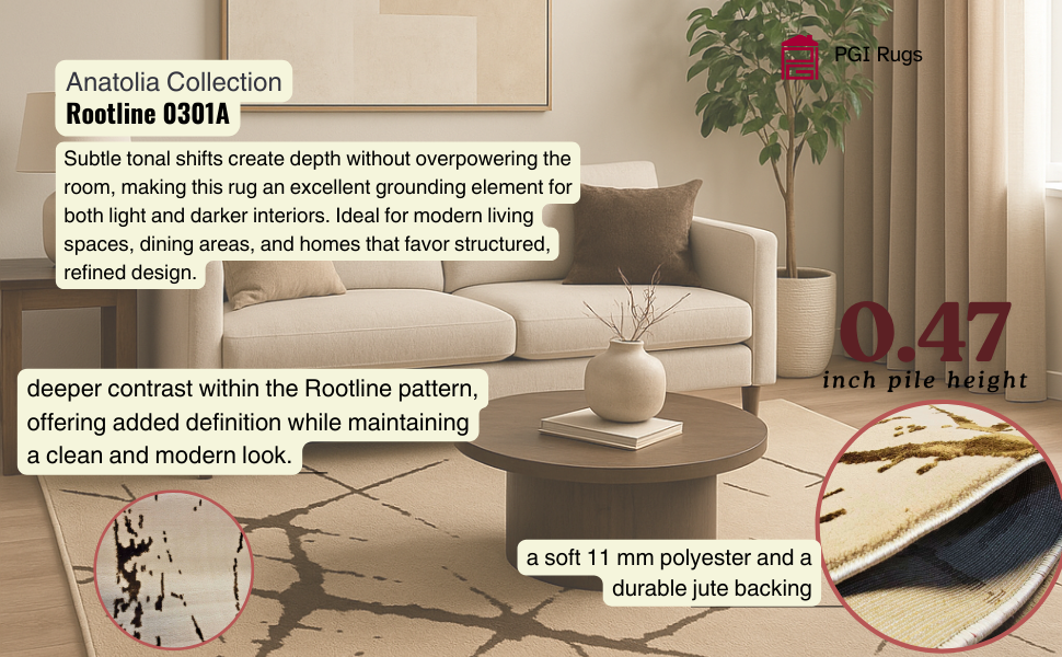 Rootline Mocha PGI Rug 4x6 ft - Image 2