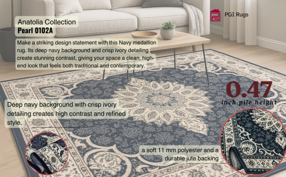 Pearl Navy PGI Rug 4x6 ft - Image 3