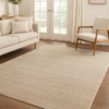 Abstract area rug styled in a contemporary living room