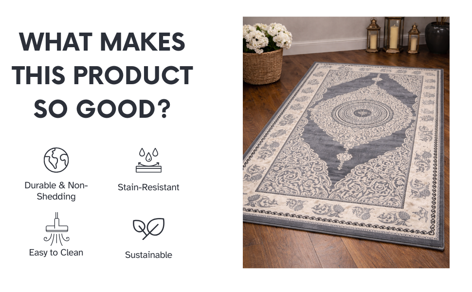 Sultan Anthracite PGI Rug 5.2x7.5 ft - Image 4