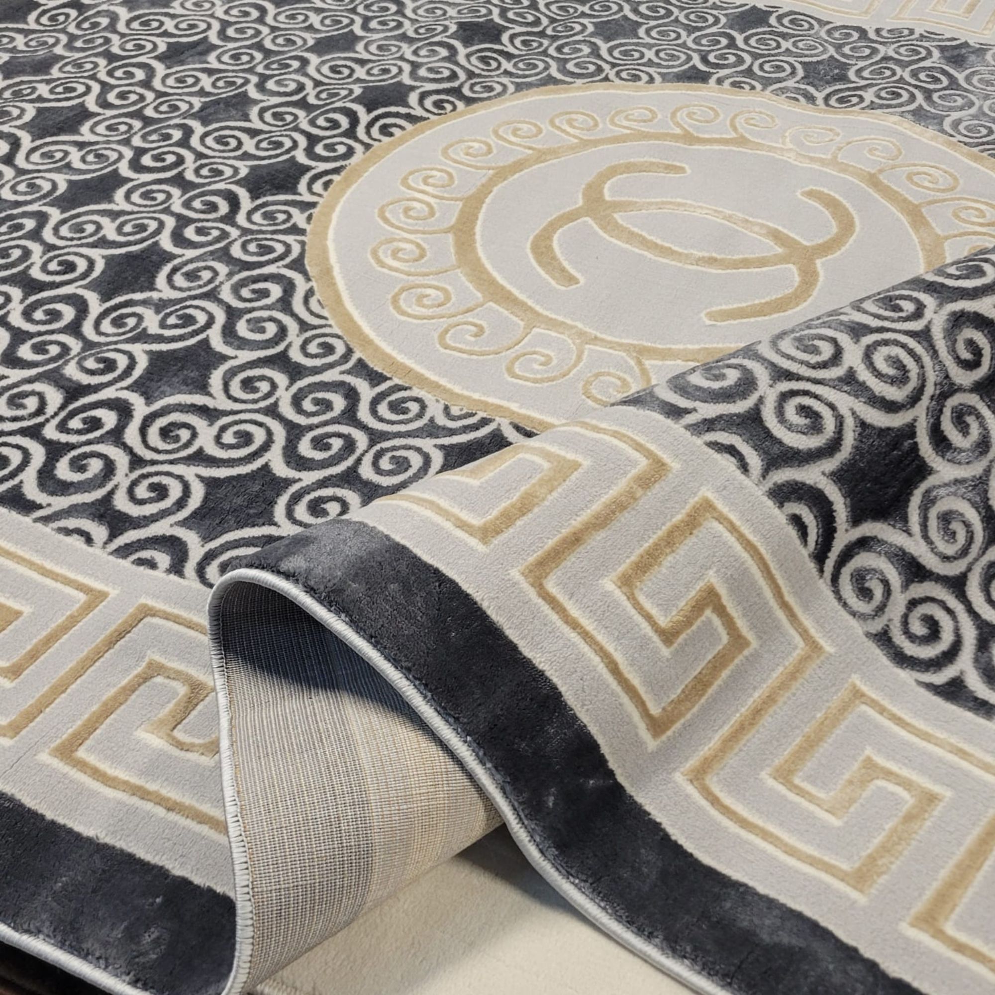 Meander Navy Gray PGI Rug 4x6 ft - Image 6