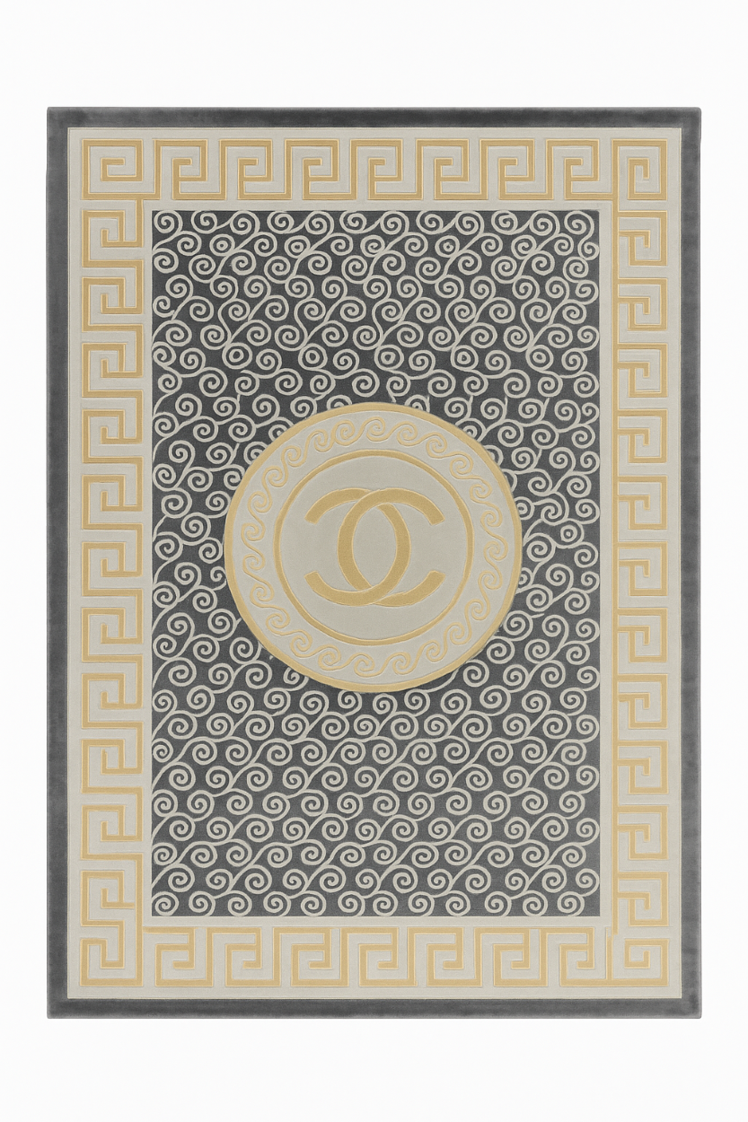 Meander Navy Gray PGI Rug 4x6 ft