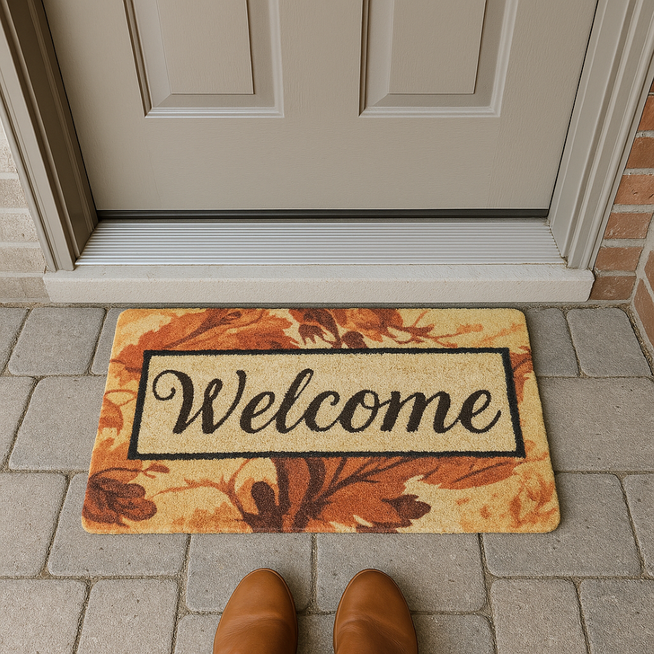 Rustic Leaf Welcome Entrance Mat - 17x27 in - Image 2