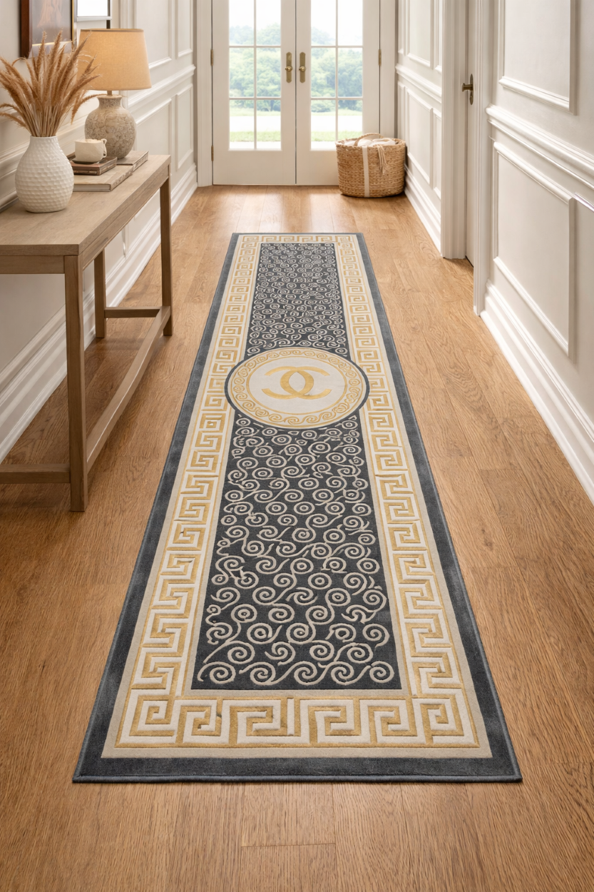 Meander Navy Gray PGI Runner Rug 2.6x10 ft - Image 6