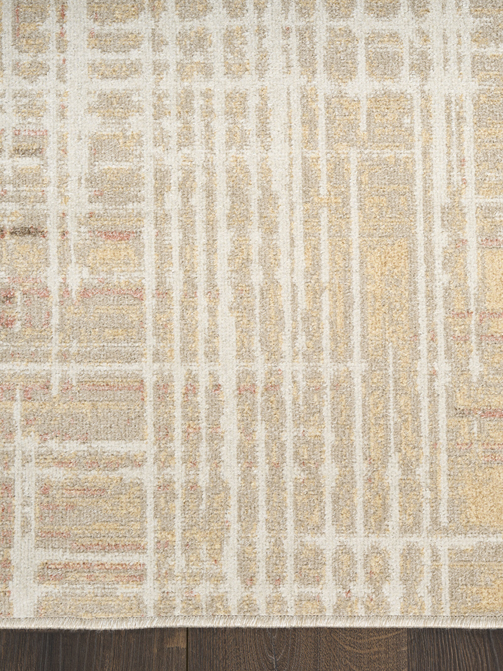 Nourison 9x12 (ft) Modern Abstract Beige/Peach Washable Rug - Image 2