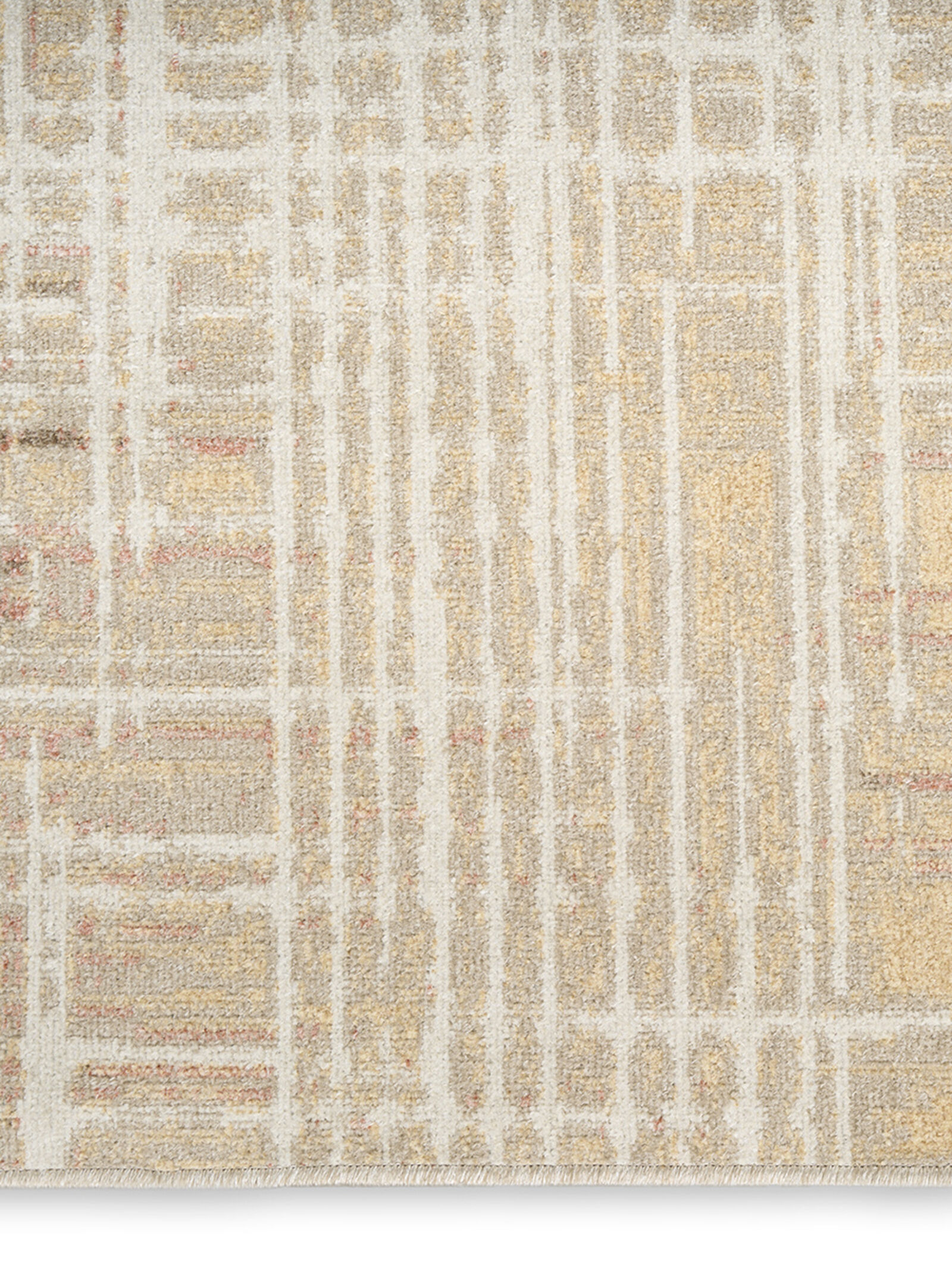 Nourison 9x12 (ft) Modern Abstract Beige/Peach Washable Rug - Image 3