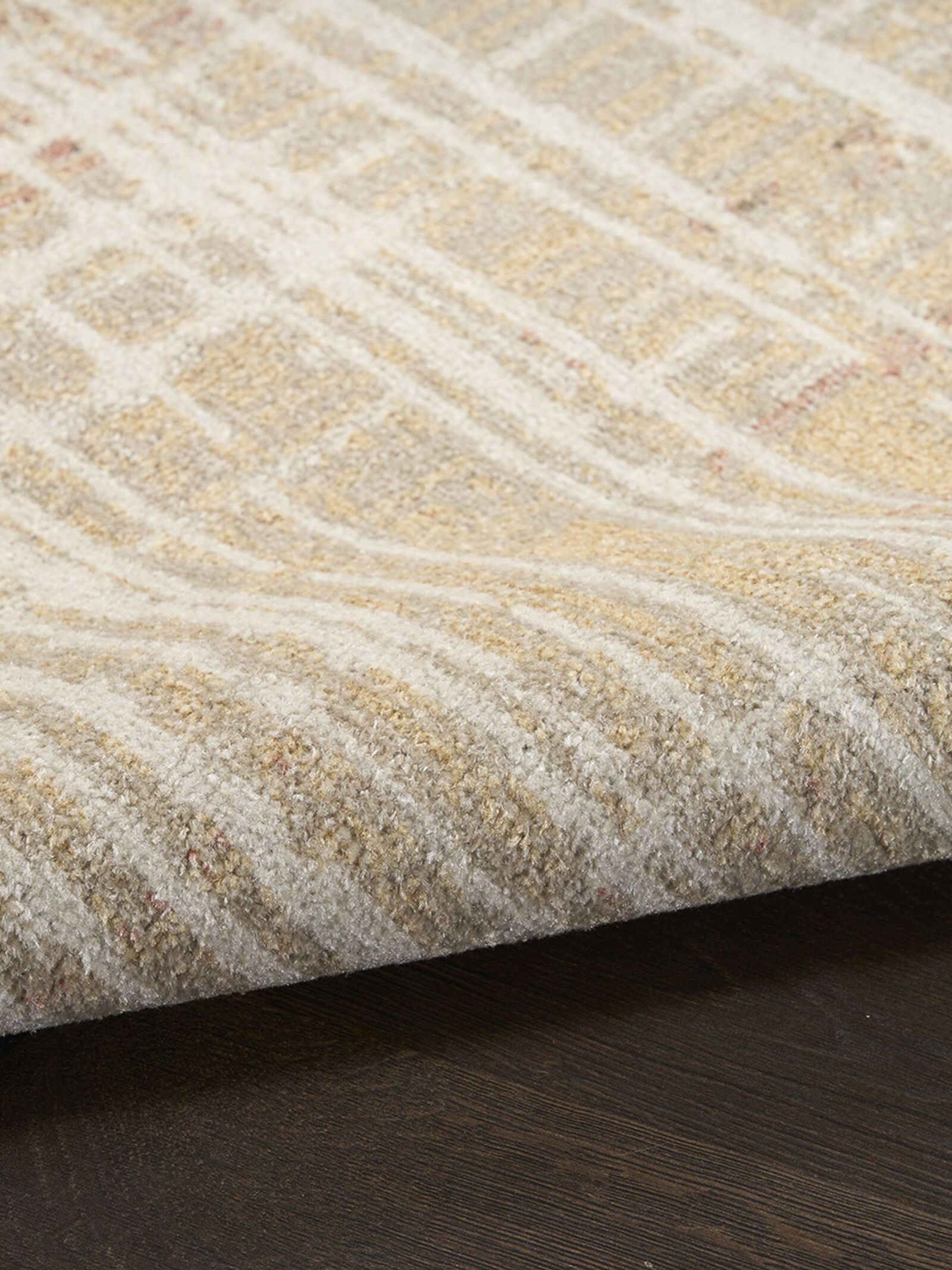 Nourison 9x12 (ft) Modern Abstract Beige/Peach Washable Rug - Image 4