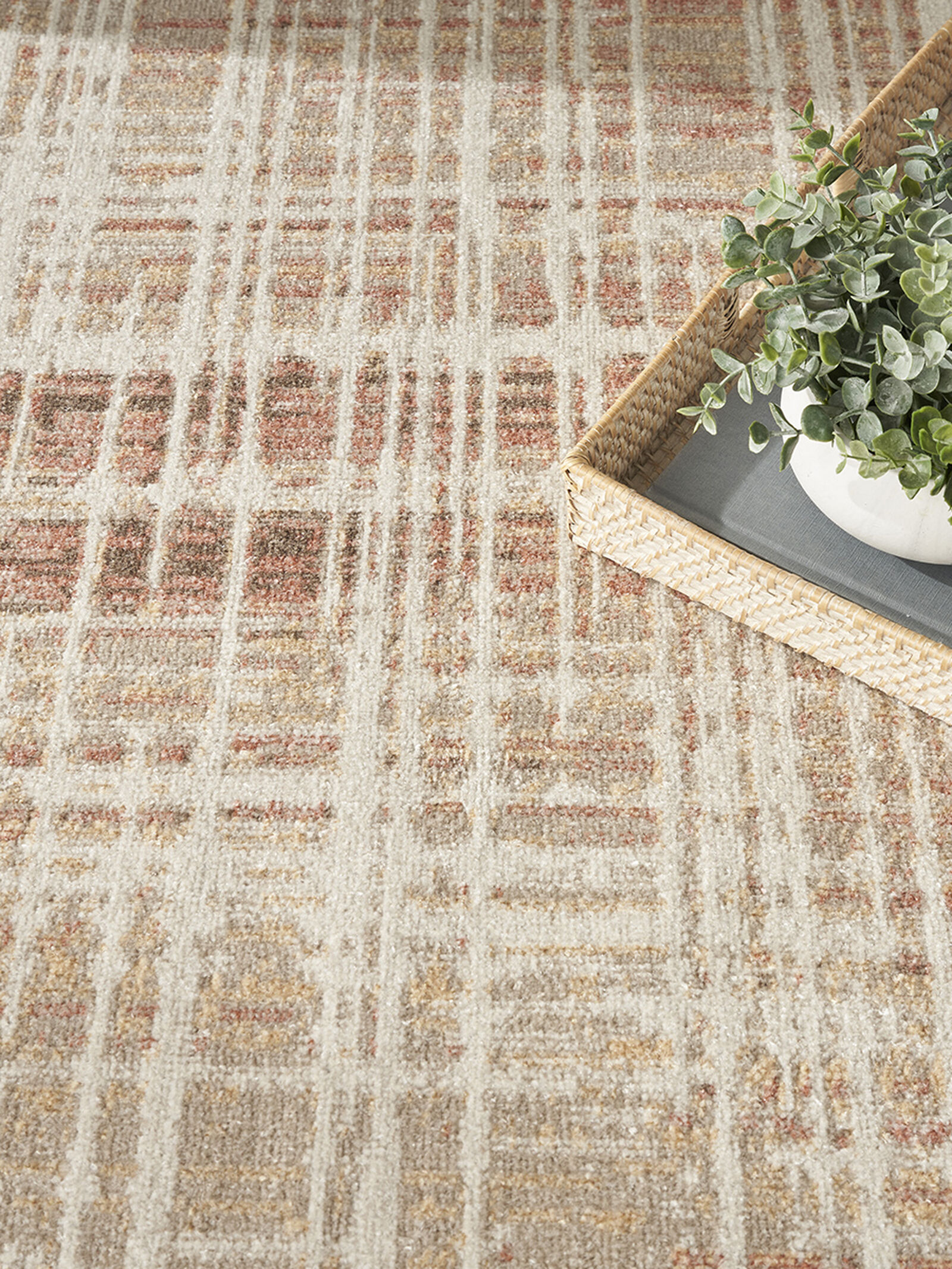 Nourison 9x12 (ft) Modern Abstract Beige/Peach Washable Rug - Image 6