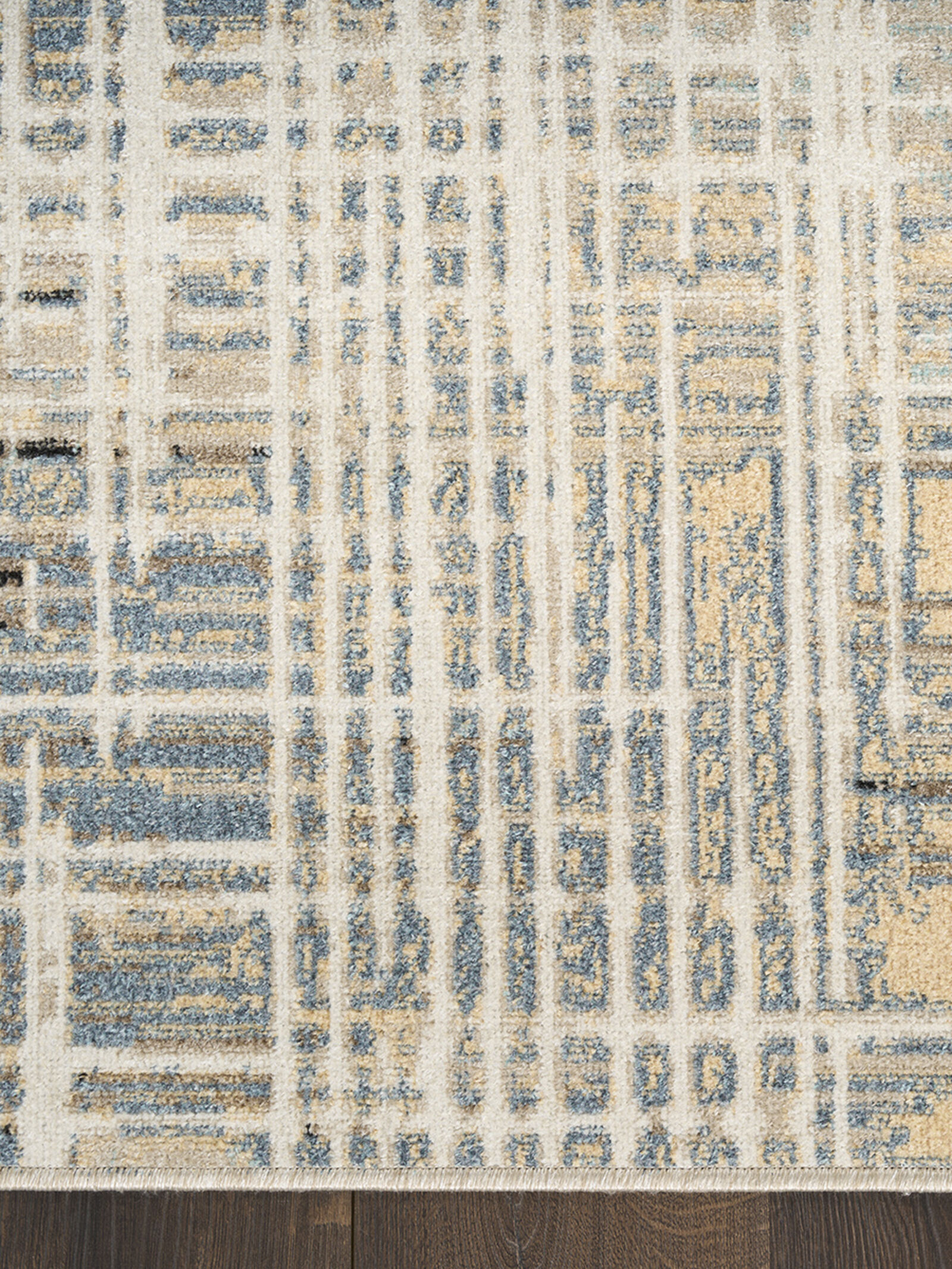 Nourison 9x12 (ft) Modern Abstract Ivory/Blue Washable Rug - Image 2