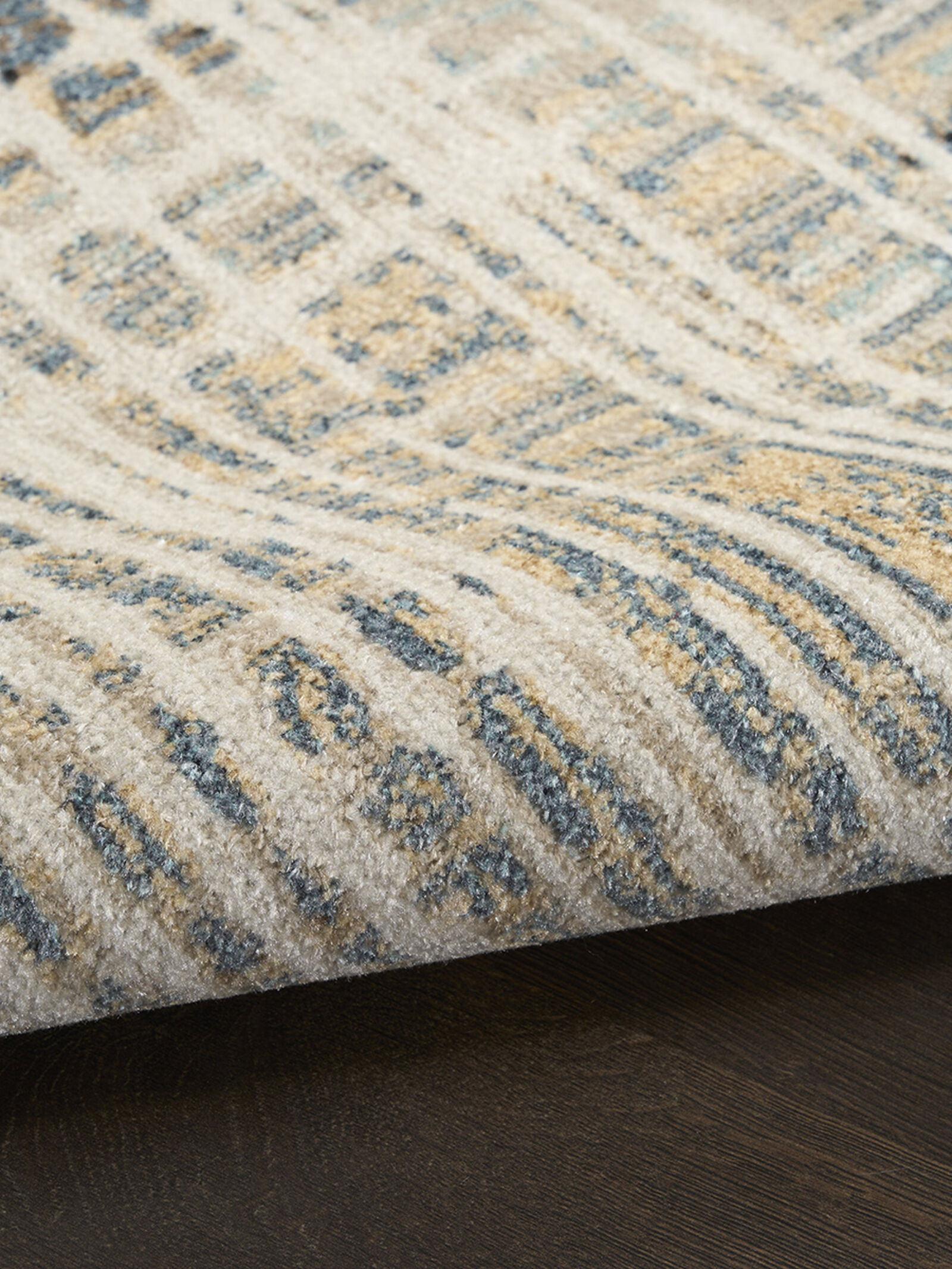 Nourison 9x12 (ft) Modern Abstract Ivory/Blue Washable Rug - Image 3