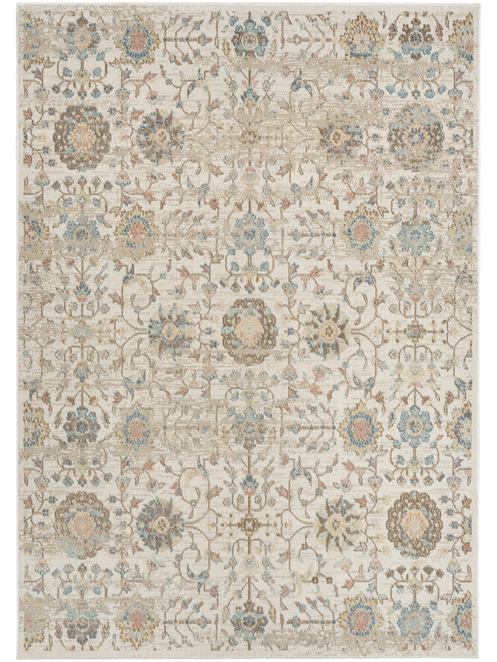 Nourison 6.7x9 (ft) Persian‑Inspired Beige Washable Rug