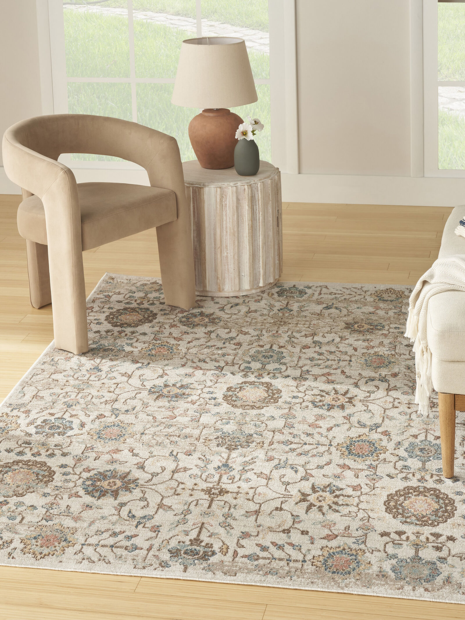 Nourison 6.7x9 (ft) Persian‑Inspired Beige Washable Rug - Image 5