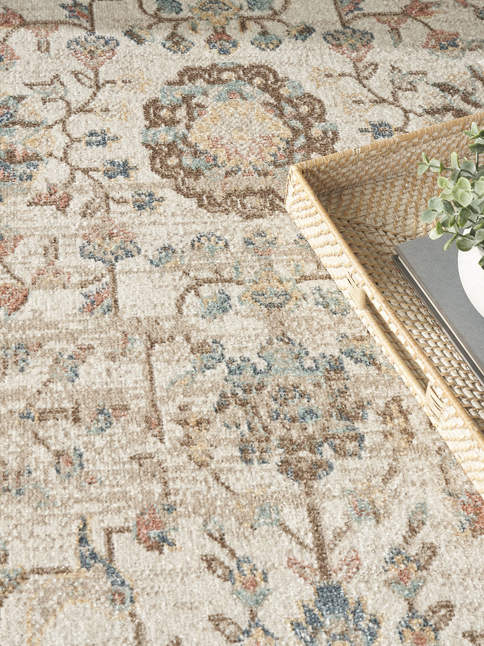 Nourison 6.7x9 (ft) Persian‑Inspired Beige Washable Rug - Image 6