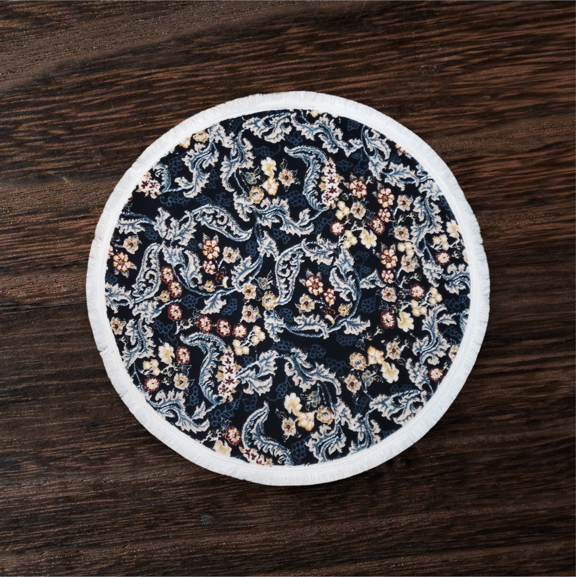 Midnight Floral Round Rug - 3.2x3.2 (ft)