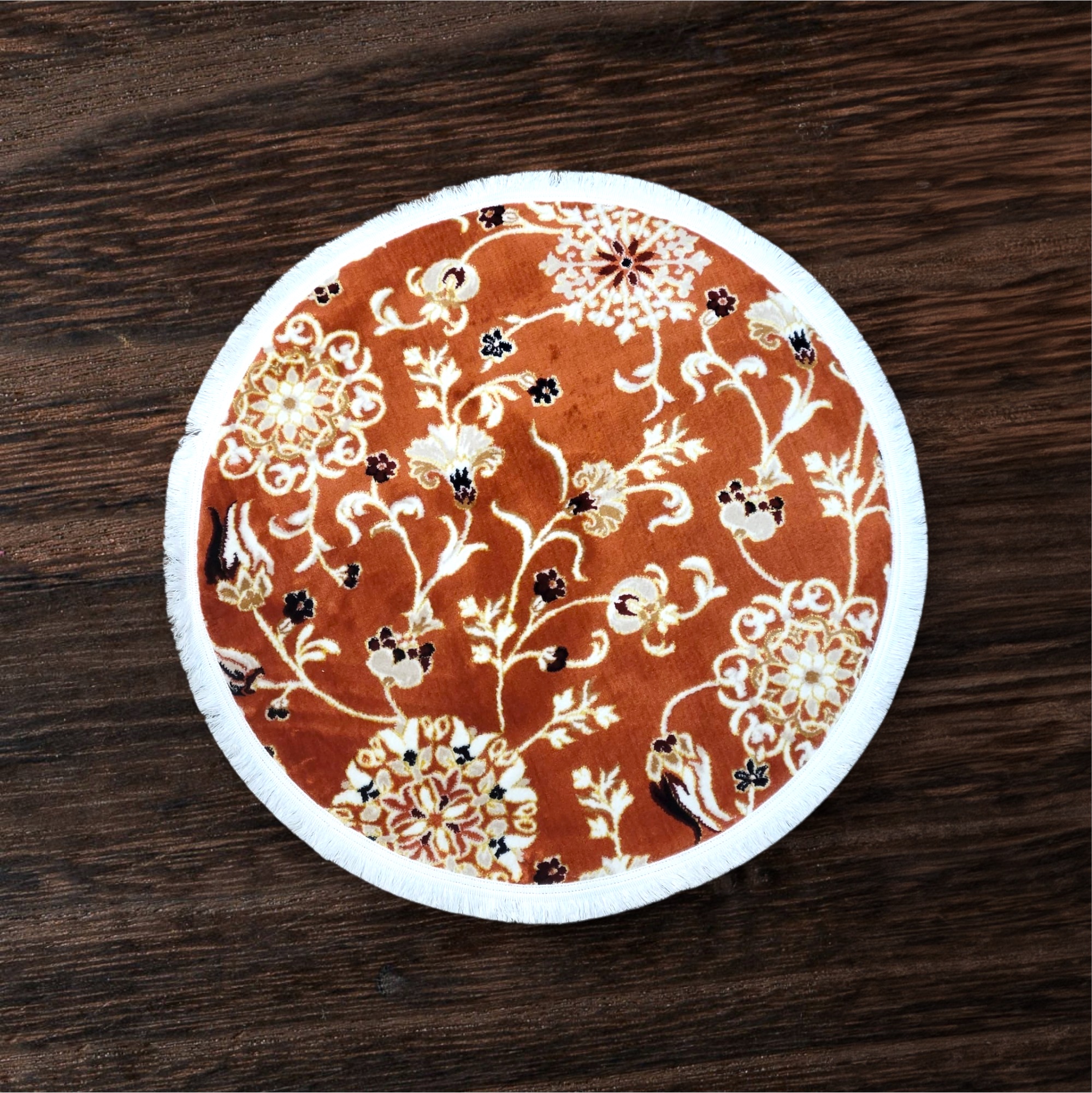 Rustic Floral Round Rug - 3.2x3.2 (ft)