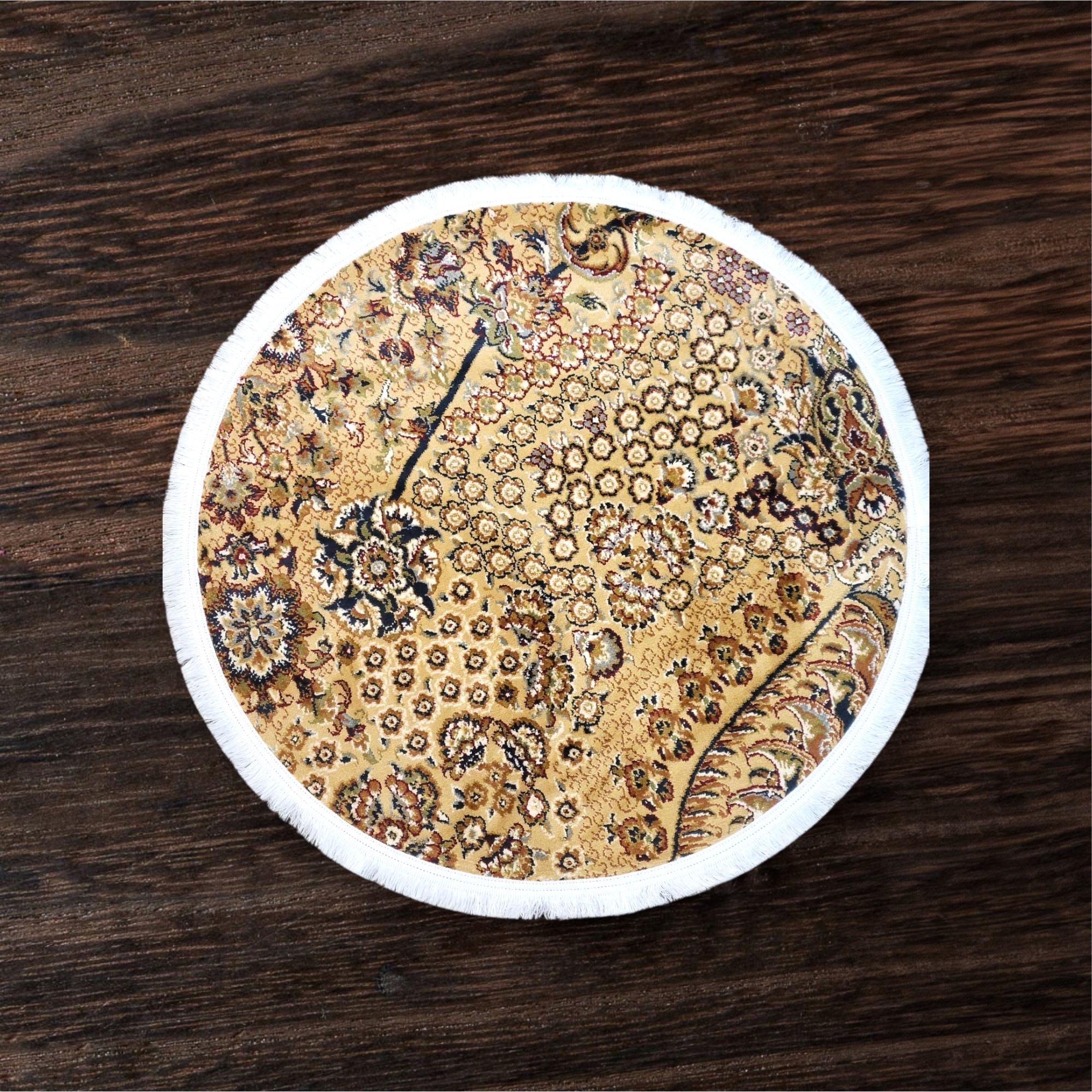 Golden Persian Round Rug - 3.2x3.2 (ft)