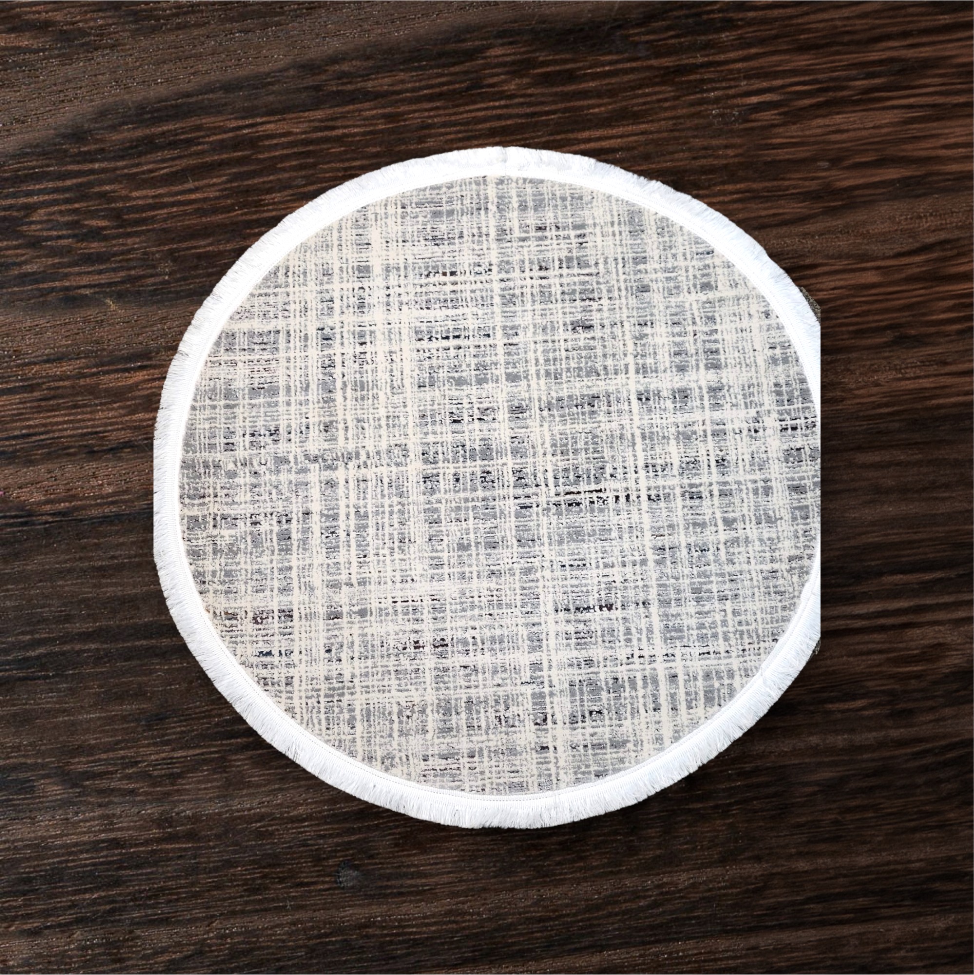 Woven Grid Round Rug - 3.2x3.2 (ft)
