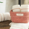Quadro Cotton Towel Set of 4 Rose - Ecru - Image 2