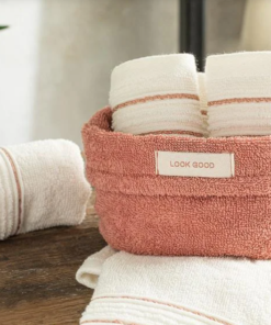 Alternative view of Quadro Cotton Towel Set of 4 Rose - Ecru