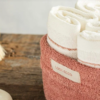 Quadro Cotton Towel Set of 4 Rose - Ecru - Image 3