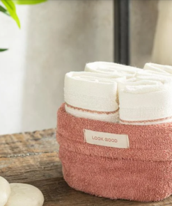 Quadro Cotton Towel Set of 4 Rose - Ecru