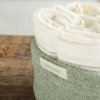 Quadro Cotton Towel Set of 4 Green - Ecru - Image 3