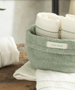 Alternative view of Quadro Cotton Towel Set of 4 Green - Ecru