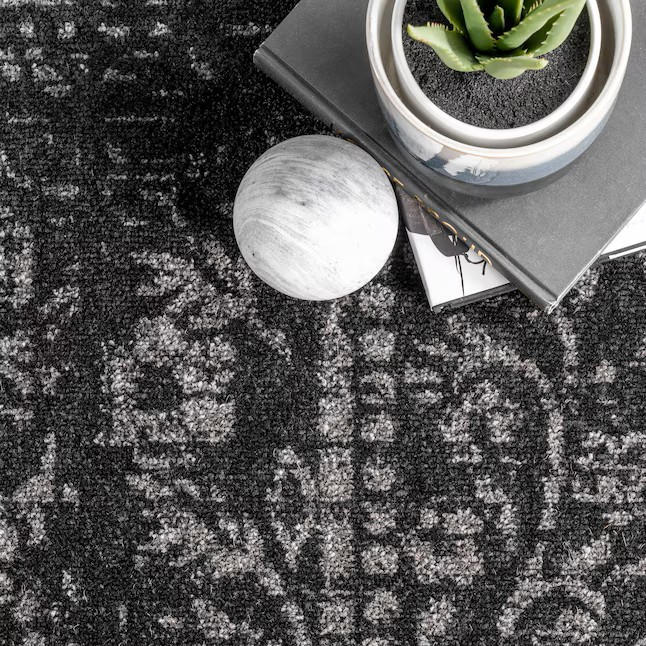 Smoky 12 x 15 (ft) Loomed Polypropylene Black Medallion Oriental Area rug - Image 11