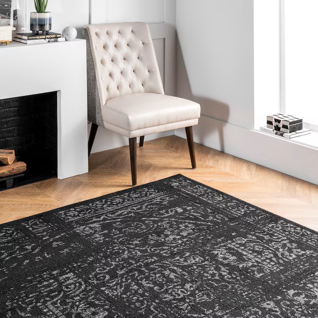 Smoky 12 x 15 (ft) Loomed Polypropylene Black Medallion Oriental Area rug - Image 10
