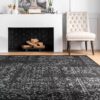 Smoky 12 x 15 (ft) Loomed Polypropylene Black Medallion Oriental Area rug - Image 5