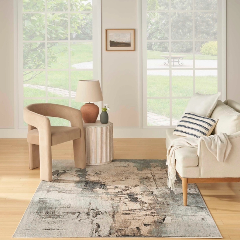 Nourison 9x12 (ft) Blue Modern Washable Rug - Image 2