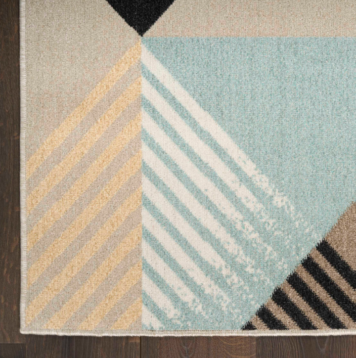 Nourison 9x12 (ft) Blue Multicolor Modern Washable Rug - Image 5