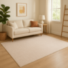 Neutral-toned traditional rug styled in a rustic interior