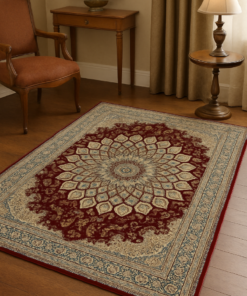 Agra 57090 area rug full view with medallion pattern