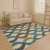 Bold modern rug styled in a contemporary space