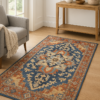 Close-up of rug pattern and low-pile texture
