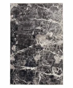 Adore Alaya Black/White Marbled Area Rug - 5x7