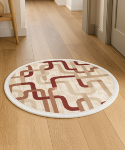 Alternative view of Burgundy Maze Round Rug - 3.2x3.2 (ft)